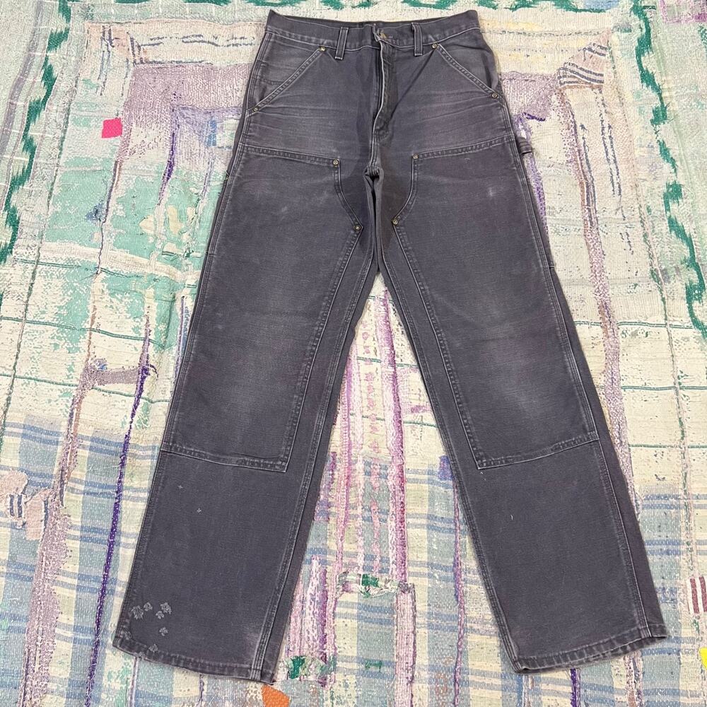 Vintage 90s Carhartt Double Knee Pants 30x31 Men Black B01BLK USA Faded